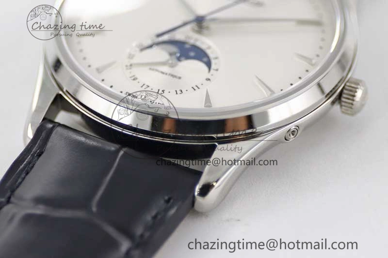 Master Ultra Thin Moon 1368420 SS Q8F 1:1 Best Edition White Dial on Black Leather Strap A Durable 7436