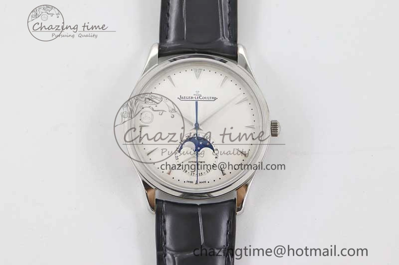 Master Ultra Thin Moon 1368420 SS Q8F 1:1 Best Edition White Dial on Black Leather Strap A Durable 7436