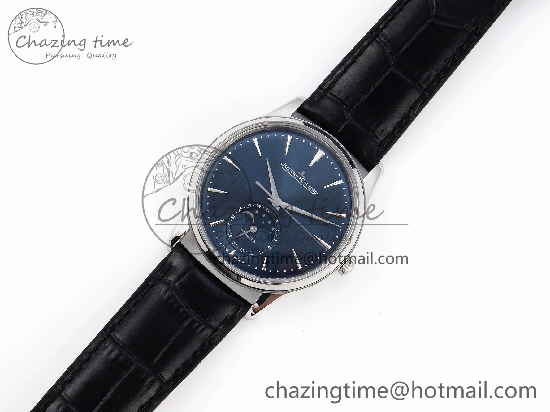 UrbanChic Master Ultra Thin Moon 1368420 SS ZF 1:1 Best Edition Blue Dial on Black Leather Strap SA925 Super Clone V 7417