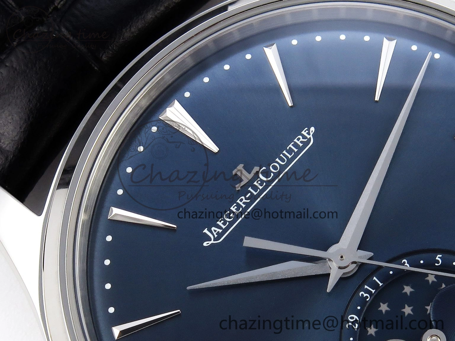UrbanChic Master Ultra Thin Moon 1368420 SS ZF 1:1 Best Edition Blue Dial on Black Leather Strap SA925 Super Clone V 7417