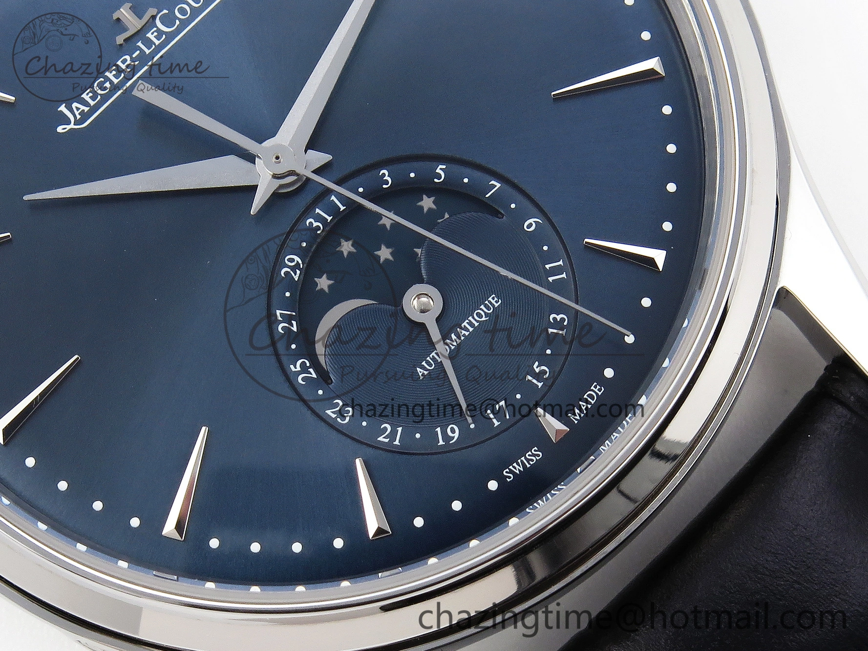 UrbanChic Master Ultra Thin Moon 1368420 SS ZF 1:1 Best Edition Blue Dial on Black Leather Strap SA925 Super Clone V 7417