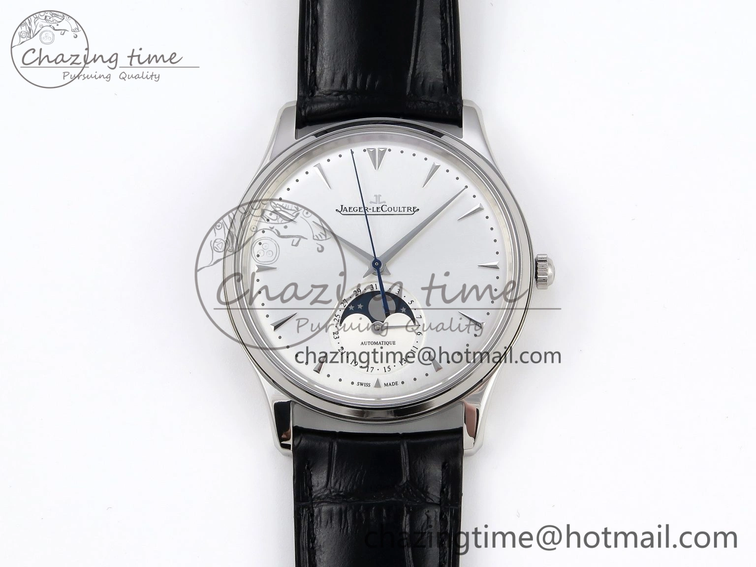 Master Ultra Thin Moon 1368420 SS ZF 1:1 Best Edition White Dial on Black Leather Strap SA925 Super Clone V Colorful 7420
