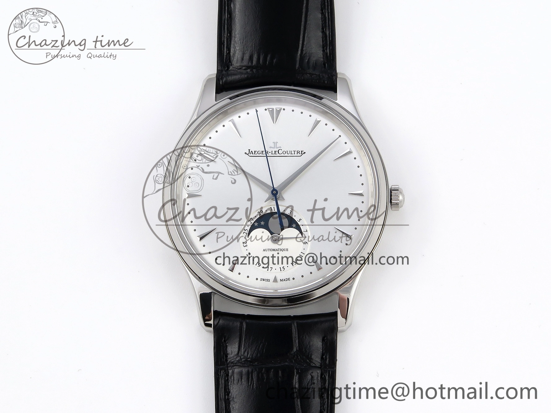 Master Ultra Thin Moon 1368420 SS ZF 1:1 Best Edition White Dial on Black Leather Strap SA925 Super Clone V Colorful 7420