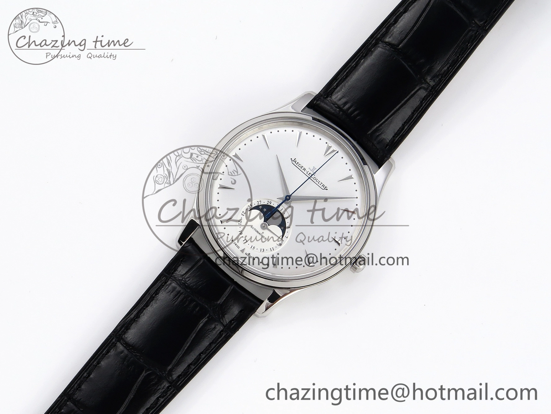 Master Ultra Thin Moon 1368420 SS ZF 1:1 Best Edition White Dial on Black Leather Strap SA925 Super Clone V Colorful 7420