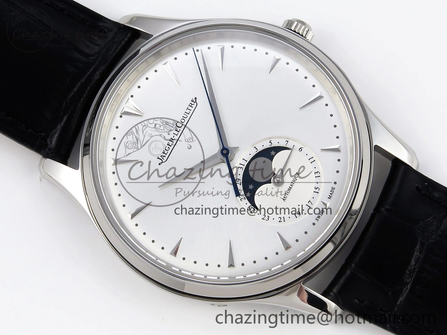 Master Ultra Thin Moon 1368420 SS ZF 1:1 Best Edition White Dial on Black Leather Strap SA925 Super Clone V Colorful 7420