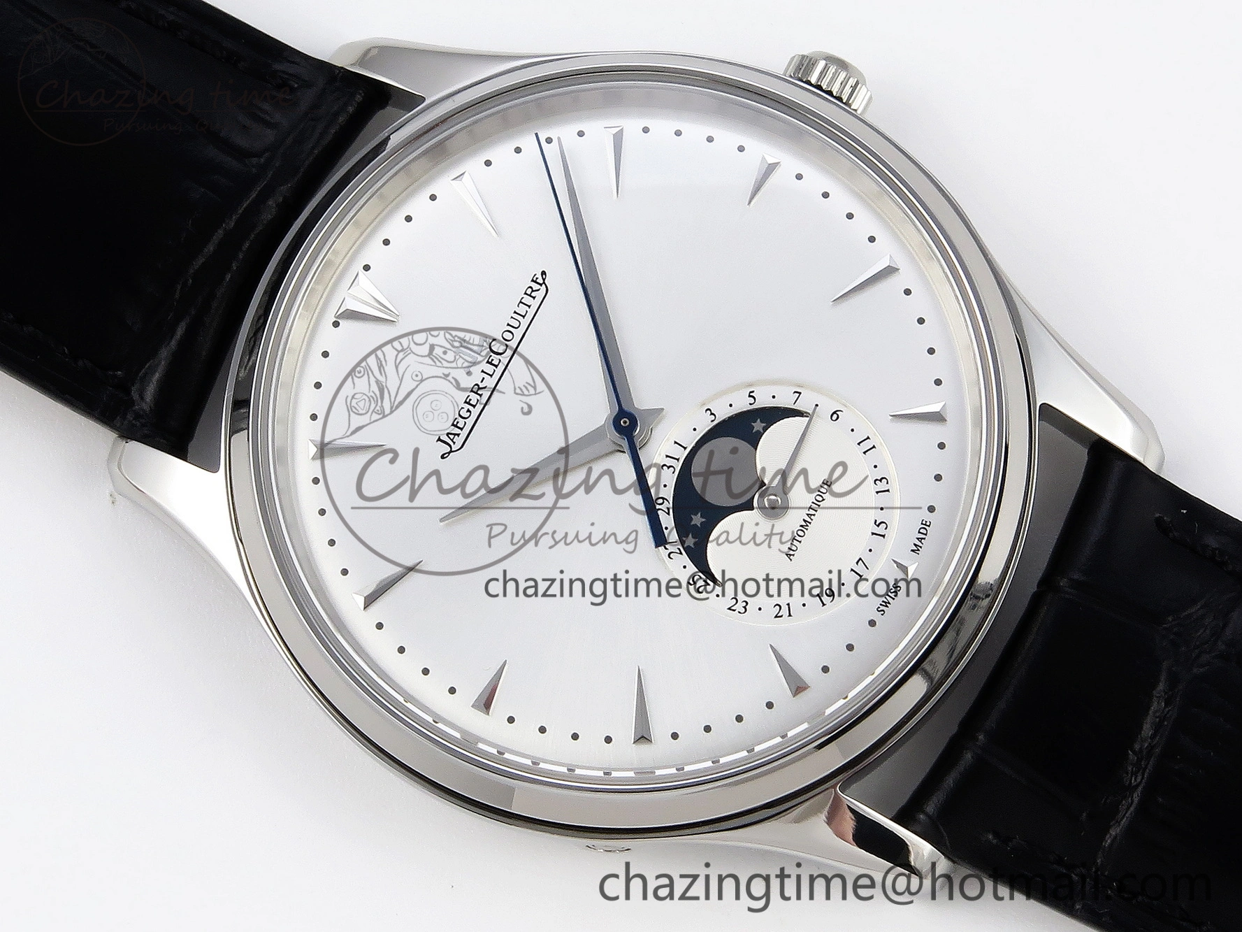 Master Ultra Thin Moon 1368420 SS ZF 1:1 Best Edition White Dial on Black Leather Strap SA925 Super Clone V Colorful 7420