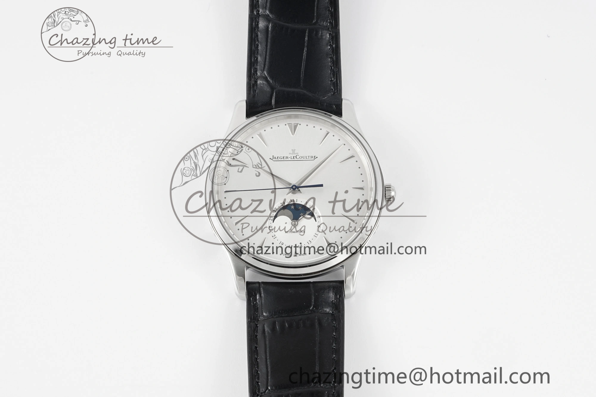 EasyMatch Master Ultra Thin Moon 1368420 SS ZF 1:1 Best Edition White Dial on Black Leather Strap V2 SA925 Super Clone 7426