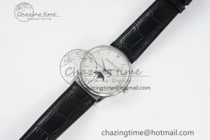 EasyMatch Master Ultra Thin Moon 1368420 SS ZF 1:1 Best Edition White Dial on Black Leather Strap V2 SA925 Super Clone 7426