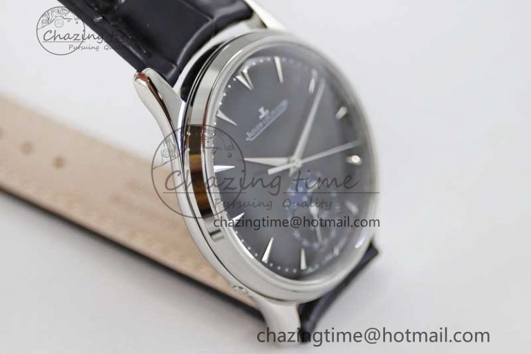WrinkleFree Master Ultra Thin Moon 1368470 SS Q8F 1:1 Best Edition Black Dial on Black Leather Strap A 7433