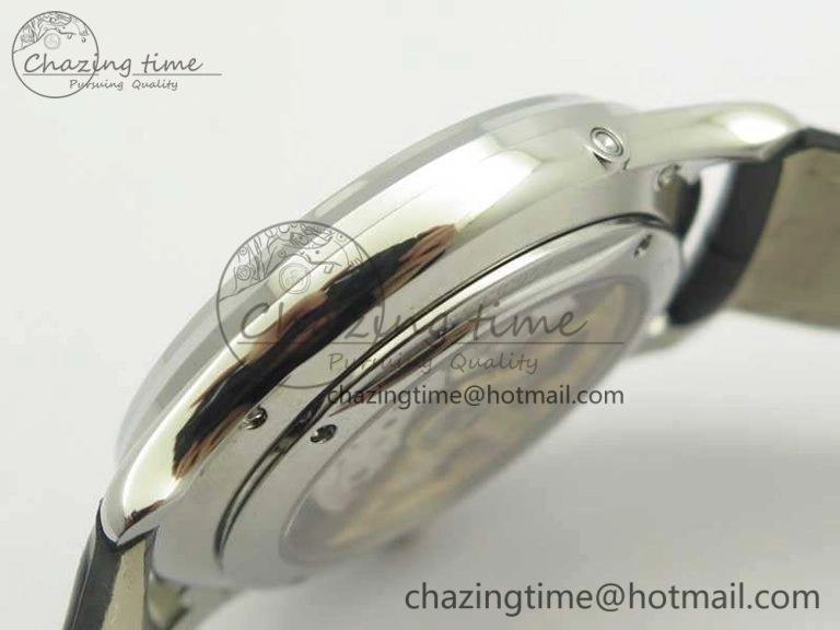 Snug Master Ultra Thin Moon 1368470 SS ZF 1:1 Best Edition Black Dial On Black Leather Strap A 7479