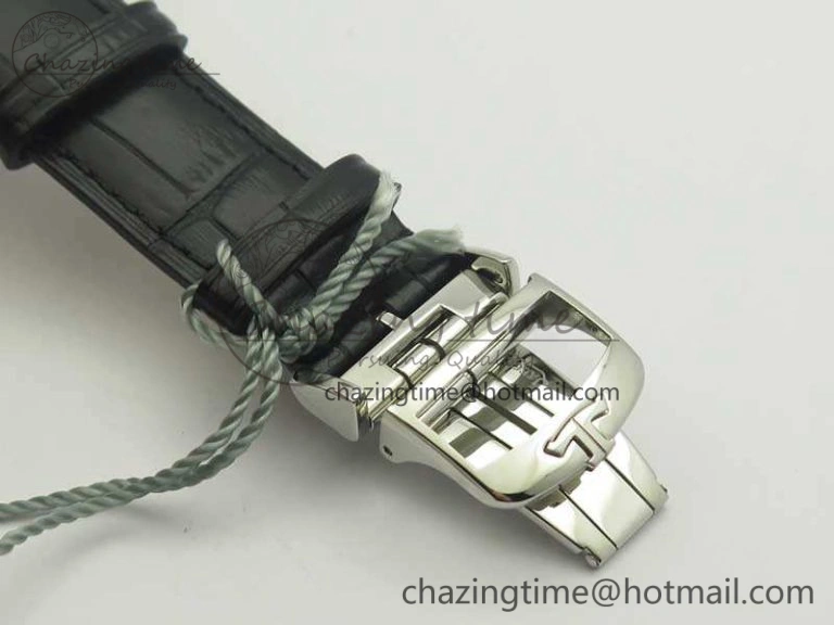 Snug Master Ultra Thin Moon 1368470 SS ZF 1:1 Best Edition Black Dial On Black Leather Strap A 7479