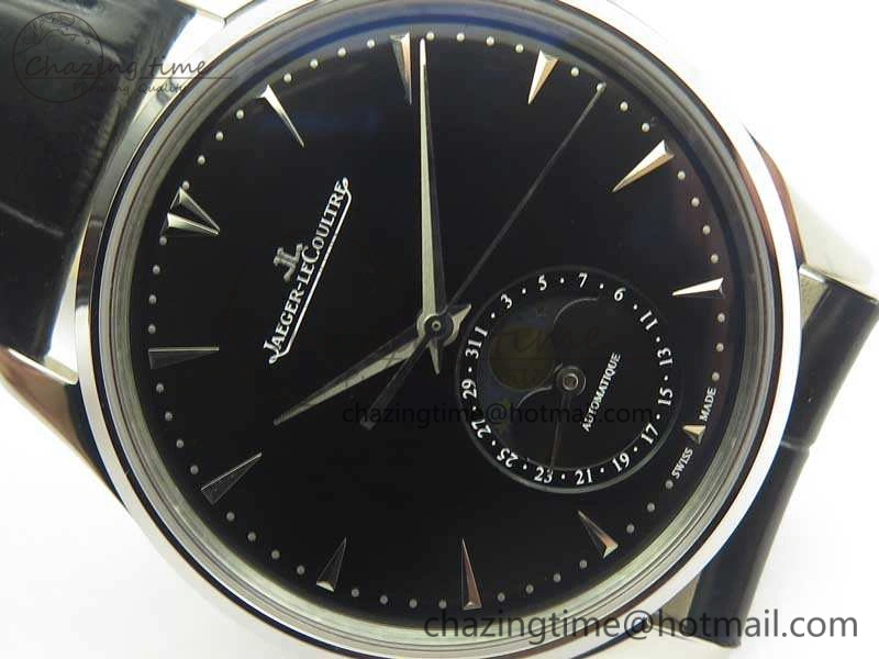 Snug Master Ultra Thin Moon 1368470 SS ZF 1:1 Best Edition Black Dial On Black Leather Strap A 7479