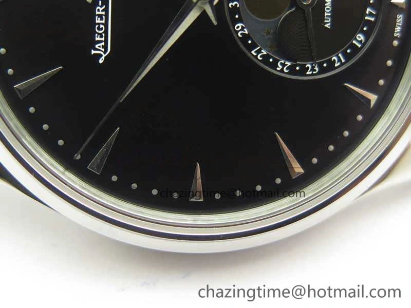 Snug Master Ultra Thin Moon 1368470 SS ZF 1:1 Best Edition Black Dial On Black Leather Strap A 7479