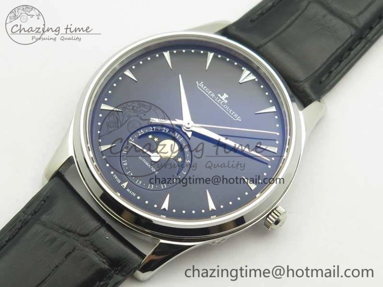 Snug Master Ultra Thin Moon 1368470 SS ZF 1:1 Best Edition Black Dial On Black Leather Strap A 7479
