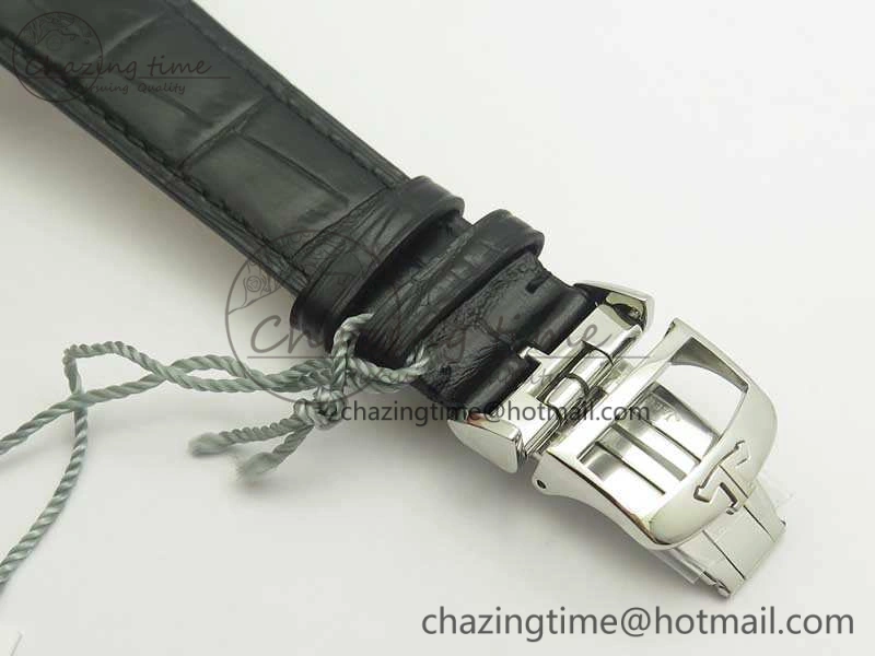 Supportive Master Ultra Thin Moon SS ZF 1:1 Best Edition Silver Dial On Black Leather Strap A 7476