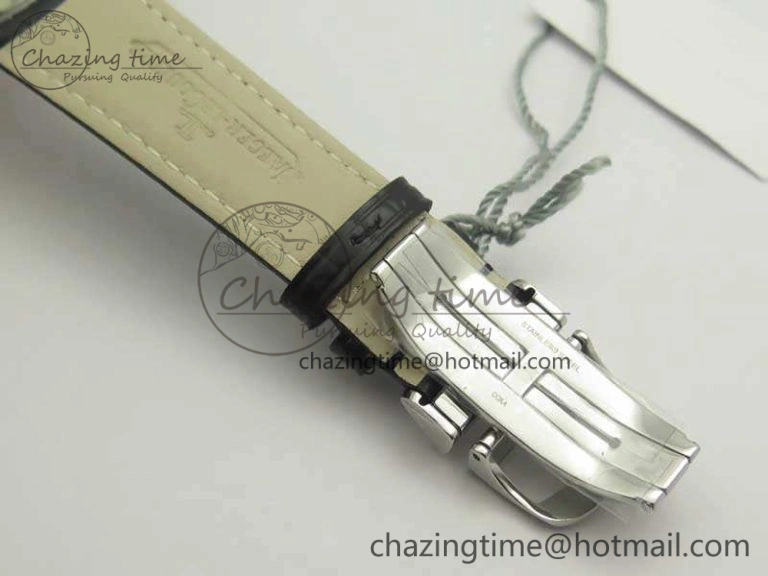 Supportive Master Ultra Thin Moon SS ZF 1:1 Best Edition Silver Dial On Black Leather Strap A 7476