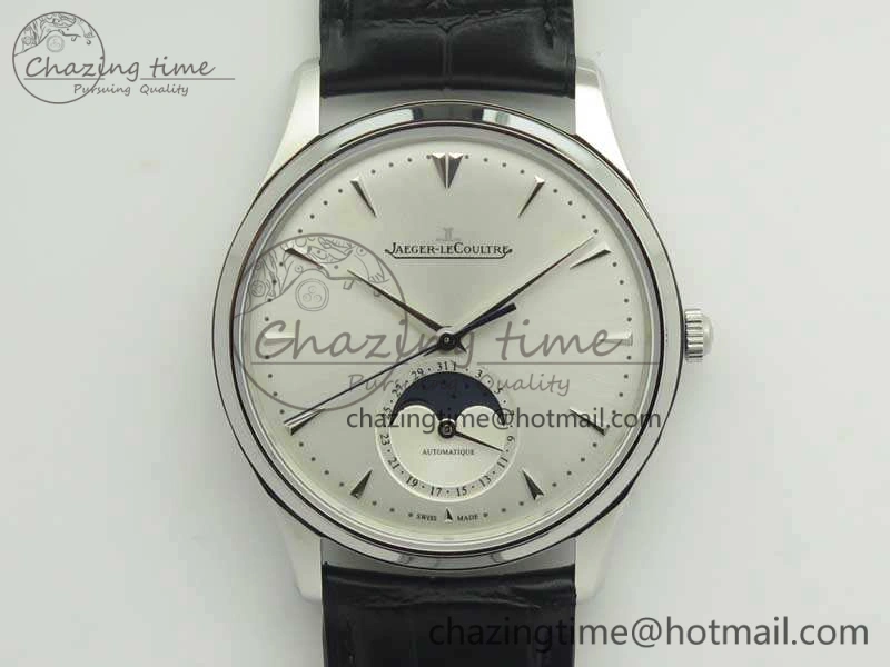 Supportive Master Ultra Thin Moon SS ZF 1:1 Best Edition Silver Dial On Black Leather Strap A 7476
