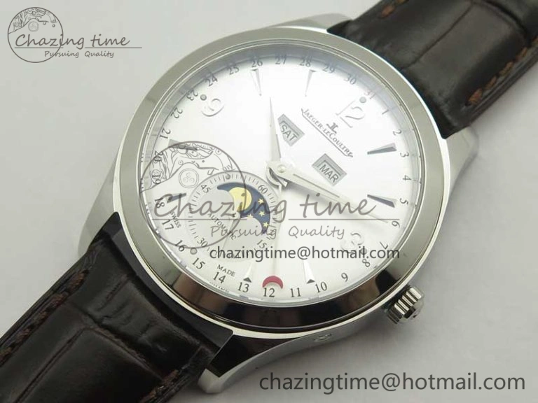 Master Ultra Thin Moonphase Day Date Month SS OMF 1:1 Best Edition Silver Dial on Black Leather Strap A AllSeason 7486
