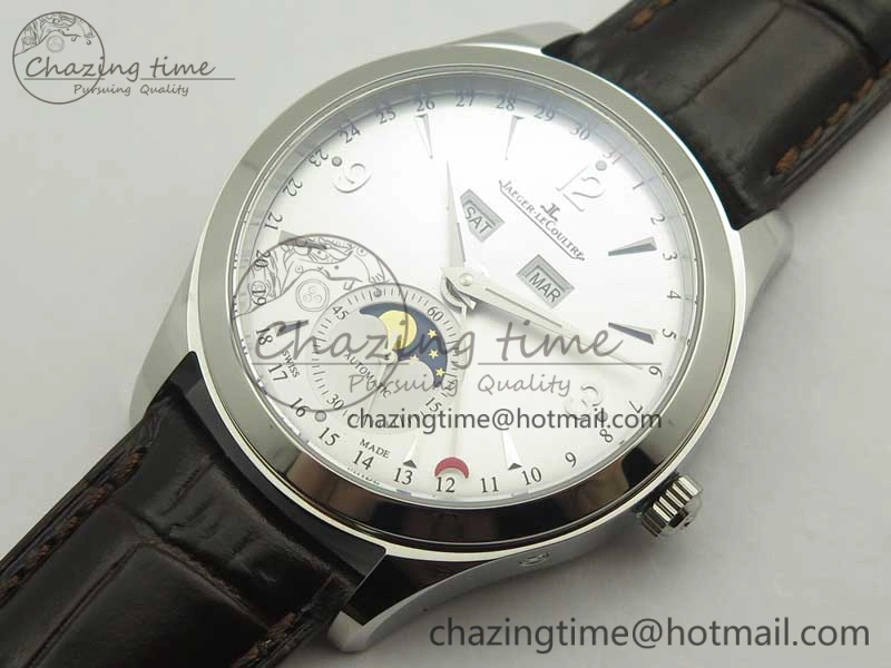 Master Ultra Thin Moonphase Day Date Month SS OMF 1:1 Best Edition Silver Dial on Black Leather Strap A AllSeason 7486