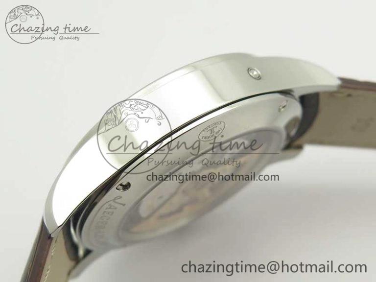 Master Ultra Thin Moonphase Day Date Month SS OMF 1:1 Best Edition Silver Dial on Black Leather Strap A AllSeason 7486
