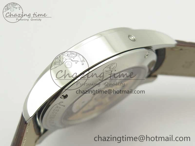 Master Ultra Thin Moonphase Day Date Month SS OMF 1:1 Best Edition Silver Dial on Black Leather Strap A AllSeason 7486