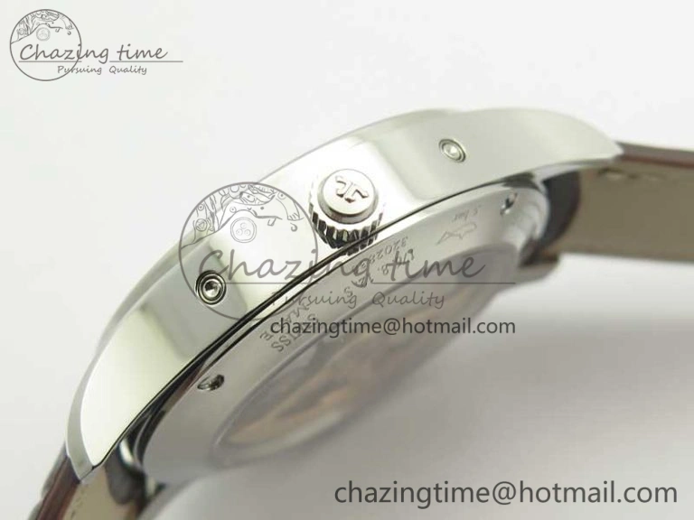 Master Ultra Thin Moonphase Day Date Month SS OMF 1:1 Best Edition Silver Dial on Black Leather Strap A AllSeason 7486