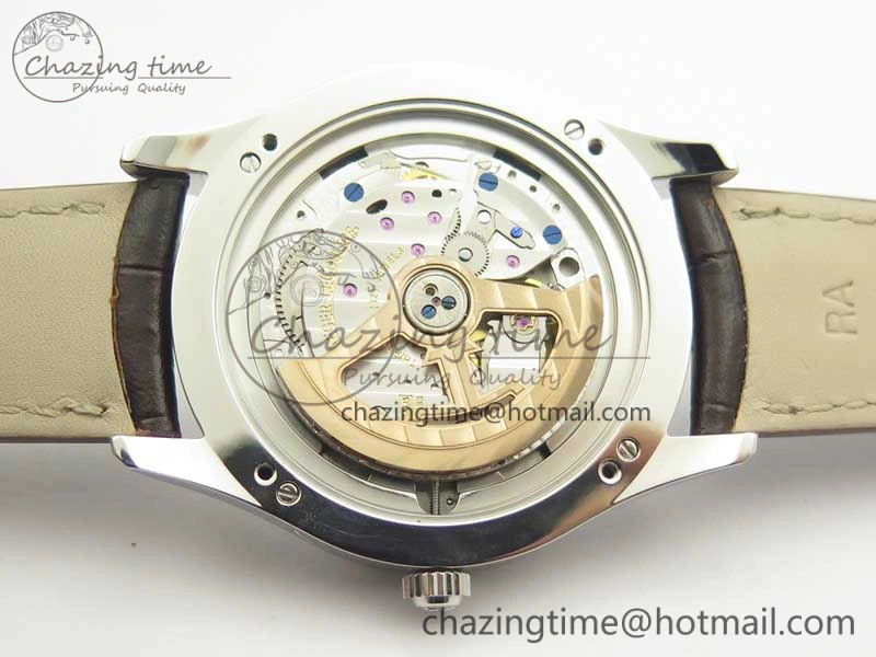 Master Ultra Thin Moonphase Day Date Month SS OMF 1:1 Best Edition Silver Dial on Black Leather Strap A AllSeason 7486