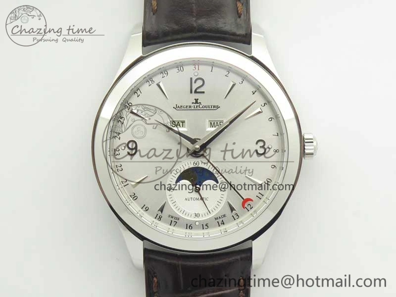 Master Ultra Thin Moonphase Day Date Month SS OMF 1:1 Best Edition Silver Dial on Black Leather Strap A AllSeason 7486