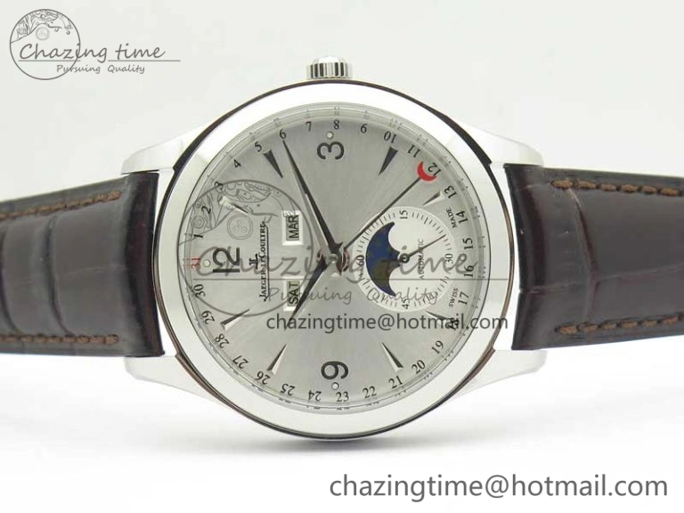 Master Ultra Thin Moonphase Day Date Month SS OMF 1:1 Best Edition Silver Dial on Black Leather Strap A AllSeason 7486