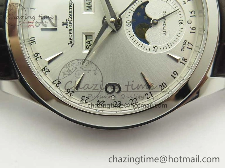Master Ultra Thin Moonphase Day Date Month SS OMF 1:1 Best Edition Silver Dial on Black Leather Strap A AllSeason 7486