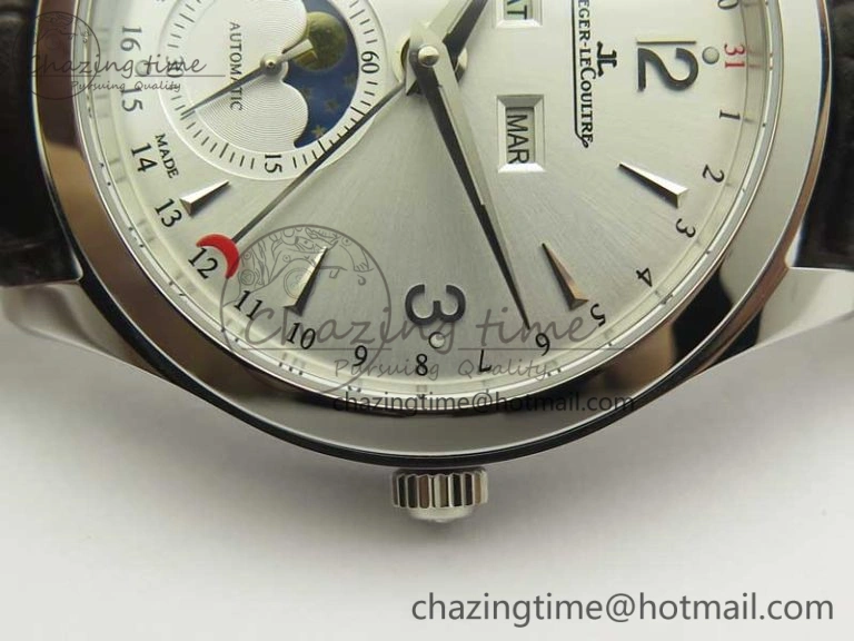 Master Ultra Thin Moonphase Day Date Month SS OMF 1:1 Best Edition Silver Dial on Black Leather Strap A AllSeason 7486