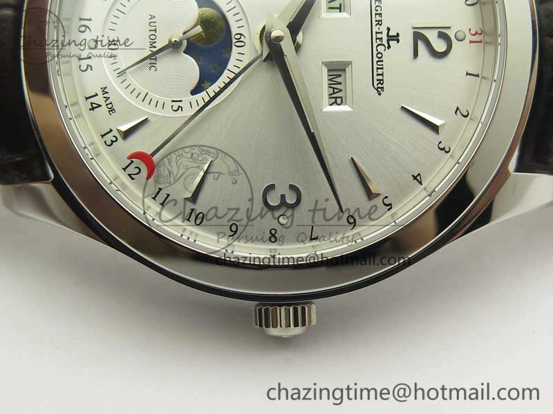 Master Ultra Thin Moonphase Day Date Month SS OMF 1:1 Best Edition Silver Dial on Black Leather Strap A AllSeason 7486