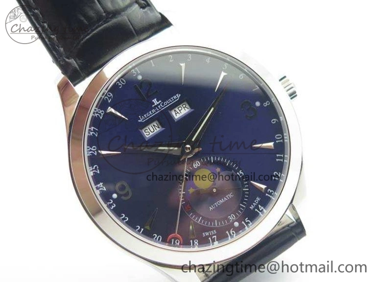 BestValue Master Ultra Thin Moonphase SS KMF Blue Dial On Leather Strap A 7482