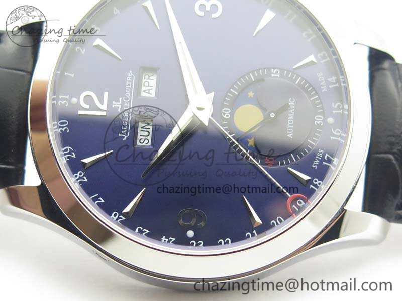 BestValue Master Ultra Thin Moonphase SS KMF Blue Dial On Leather Strap A 7482
