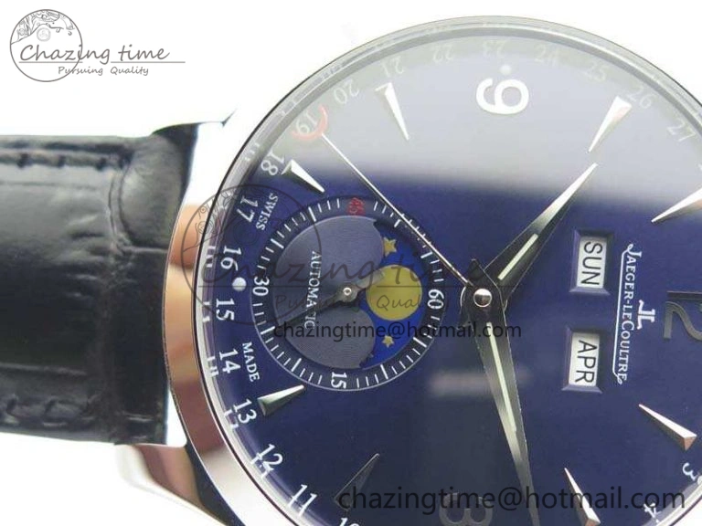 BestValue Master Ultra Thin Moonphase SS KMF Blue Dial On Leather Strap A 7482