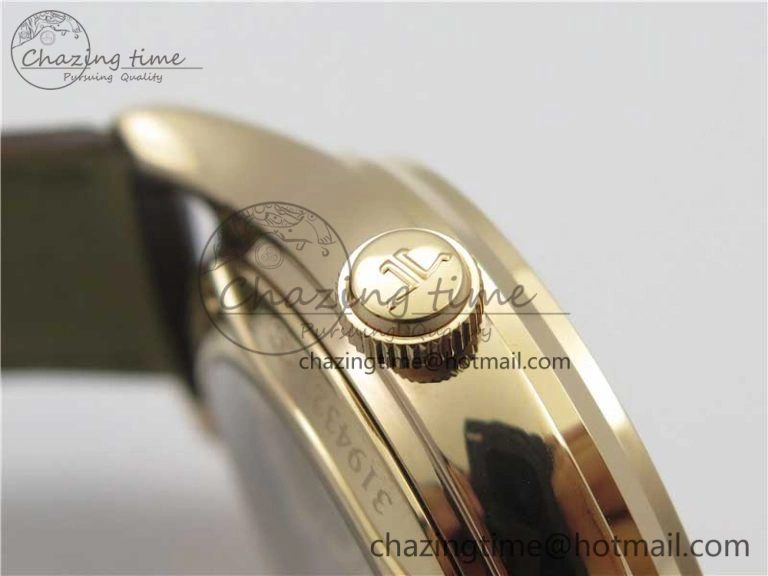 Comfortable Master Ultra Thin Perpetual Calendar RG V9F 1:1 Best Edition White Dial on Brown Leather Strap A 7446