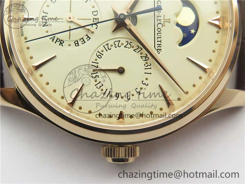 Comfortable Master Ultra Thin Perpetual Calendar RG V9F 1:1 Best Edition White Dial on Brown Leather Strap A 7446