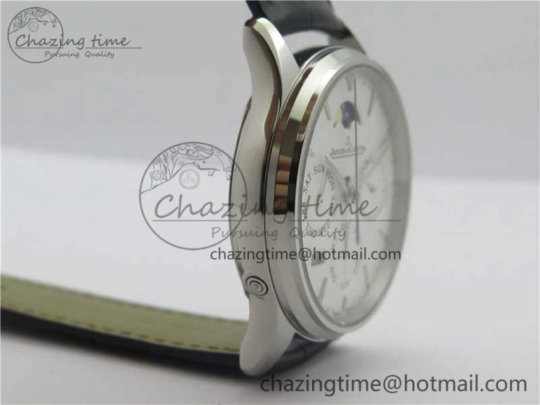 TechFriendly Master Ultra Thin Perpetual Calendar SS V9F 1:1 Best Edition White Dial on Black Leather Strap A 7450
