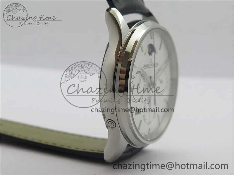 TechFriendly Master Ultra Thin Perpetual Calendar SS V9F 1:1 Best Edition White Dial on Black Leather Strap A 7450