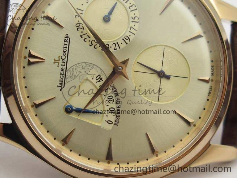 Fashionable Master Ultra Thin Reserve de Marche RG 3AF Best Edition Gold Dial On Croc Leather Strap A 7489