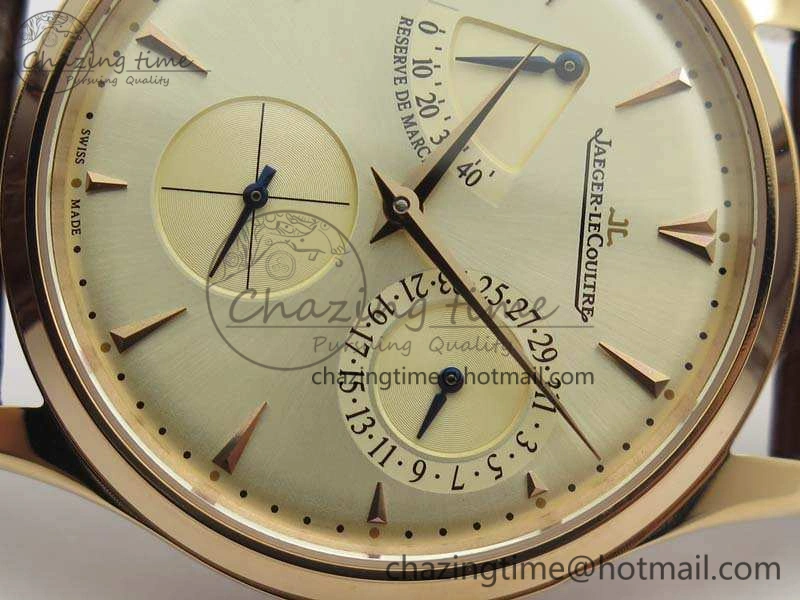 Fashionable Master Ultra Thin Reserve de Marche RG 3AF Best Edition Gold Dial On Croc Leather Strap A 7489