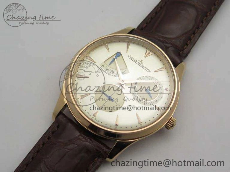 Fashionable Master Ultra Thin Reserve de Marche RG 3AF Best Edition Gold Dial On Croc Leather Strap A 7489