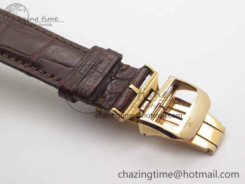 Fashionable Master Ultra Thin Reserve de Marche RG 3AF Best Edition Gold Dial On Croc Leather Strap A 7489