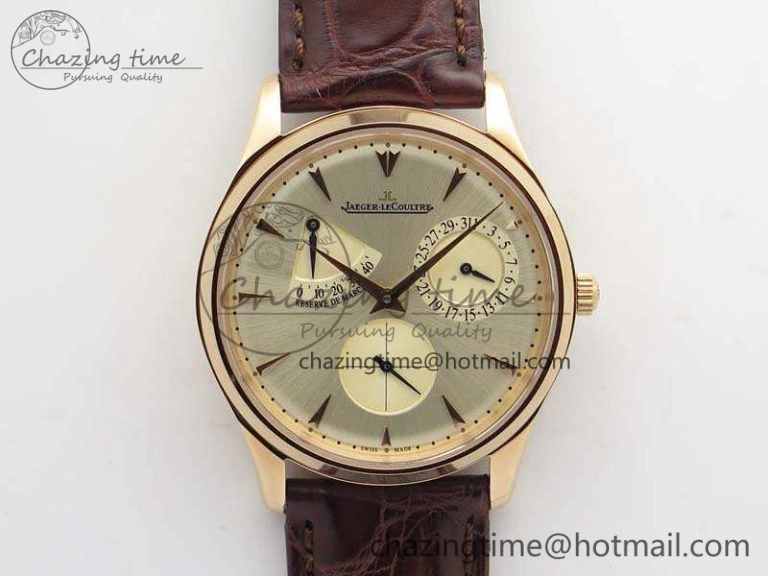 Fashionable Master Ultra Thin Reserve de Marche RG 3AF Best Edition Gold Dial On Croc Leather Strap A 7489