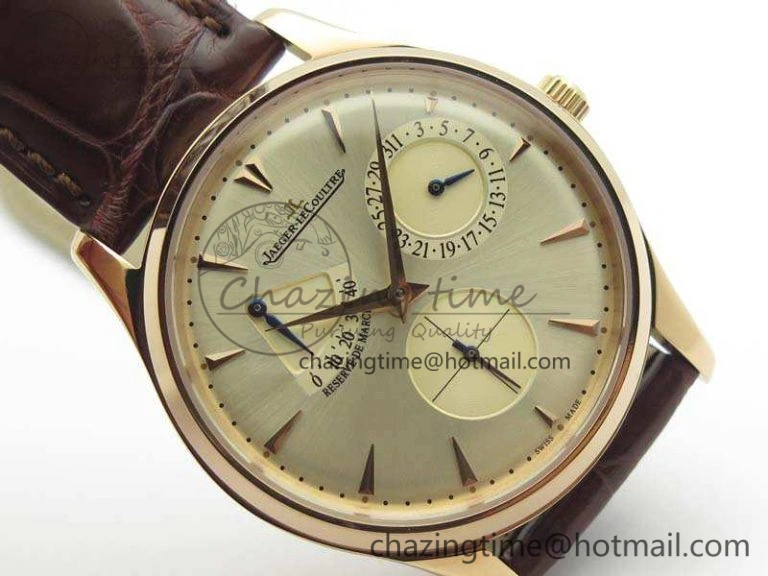 Fashionable Master Ultra Thin Reserve de Marche RG 3AF Best Edition Gold Dial On Croc Leather Strap A 7489