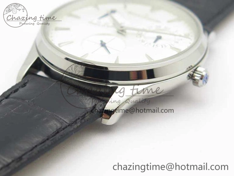 Master Ultra Thin Reserve de Marche SS 3AF Best Edition White Dial On Black Leather Strap A ZipUp 7488