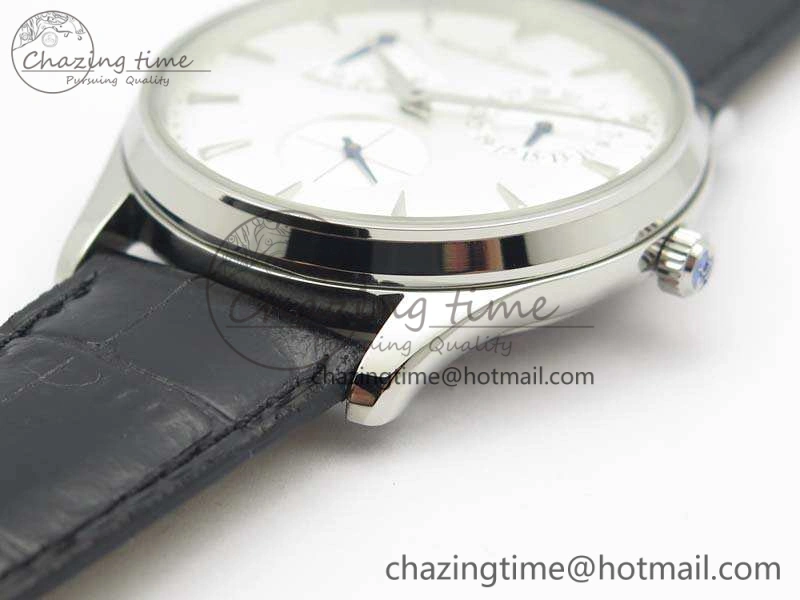 Master Ultra Thin Reserve de Marche SS 3AF Best Edition White Dial On Black Leather Strap A ZipUp 7488