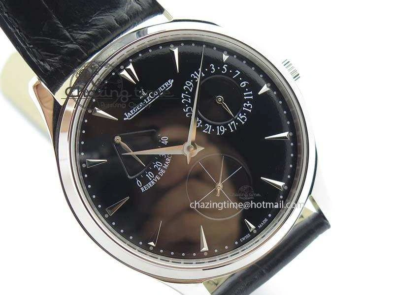 SoftTouch Master Ultra Thin Reserve de Marche SS ZF 1:1 Best Edition Black Dial On Black Leather Strap A 7497