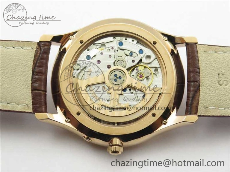 Master Ultra Thin Réserve de Marche RG ZF 1:1 Best Edition Cream Dial on Brown Leather Strap A938 V Flexible 7444