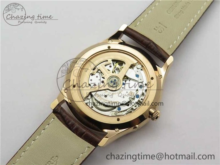 Master Ultra Thin Réserve de Marche RG ZF 1:1 Best Edition Cream Dial on Brown Leather Strap A938 V Flexible 7444